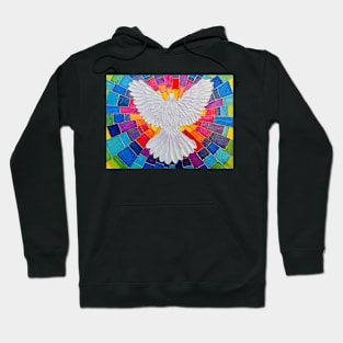 Stained Glass Dove Mixed Media Art Hoodie